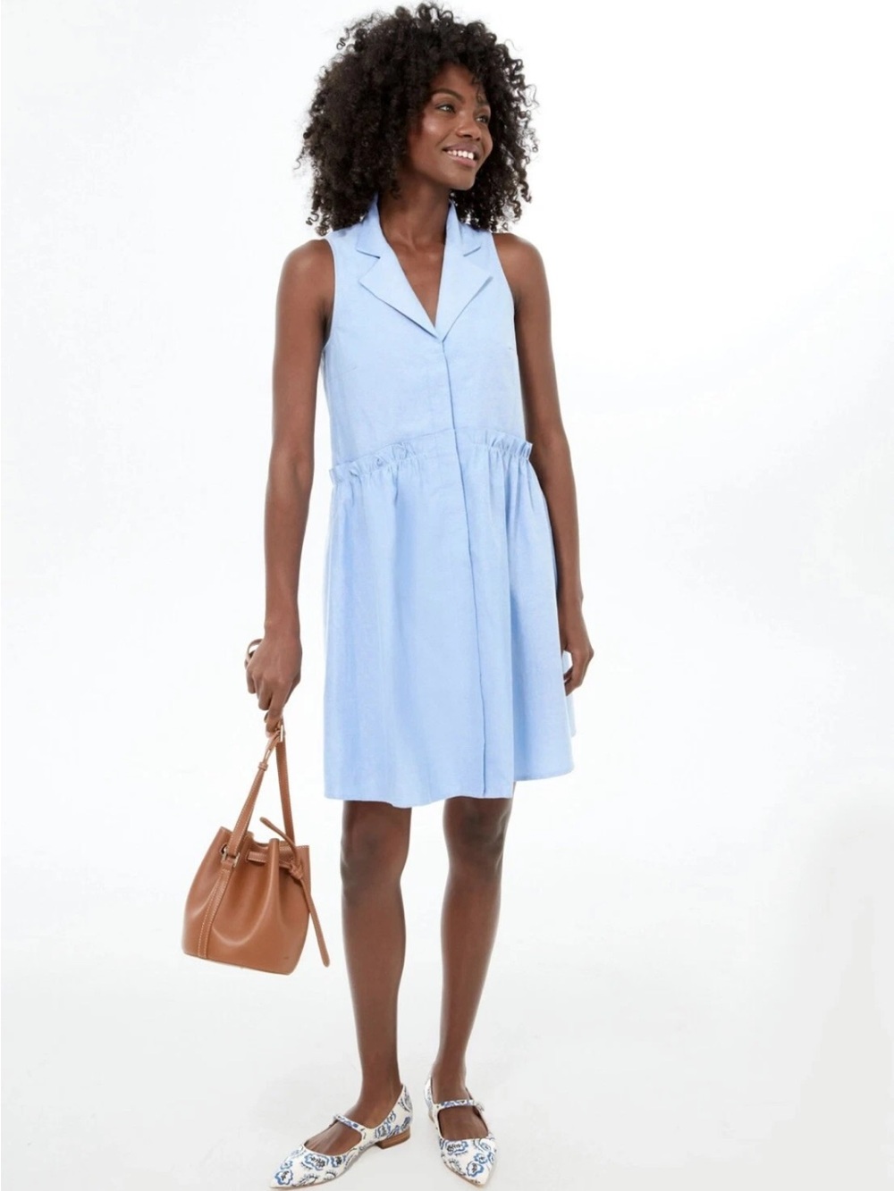 Tuckernuck Oxford Blue Sleeveless Royal Shirt Dress Large NWT $120 Preppy Vacay